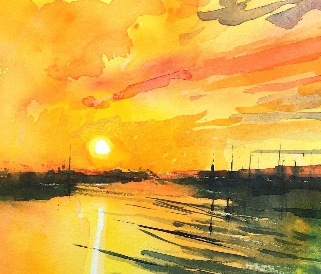 Winsor & Newton Professional Watercolour Sunrise Tutorial