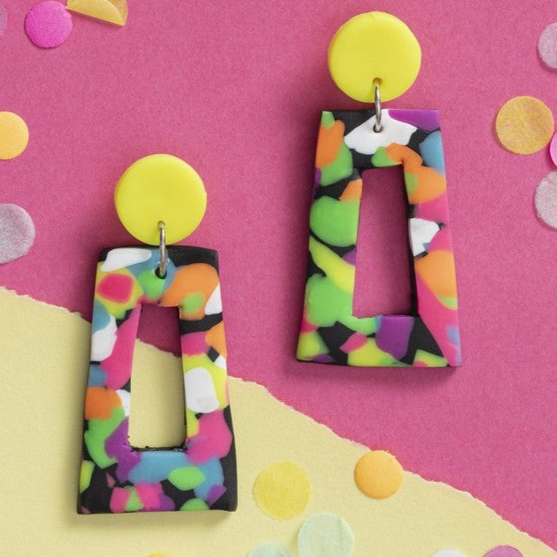 FIMO Neon Terrazzo Earrings