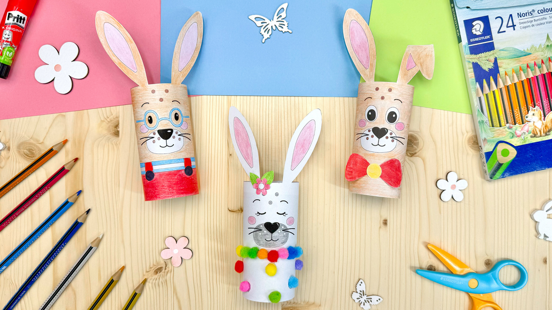 Easter Crafting - Make Easter bunnies out of cardboard paper roll with STAEDTLER