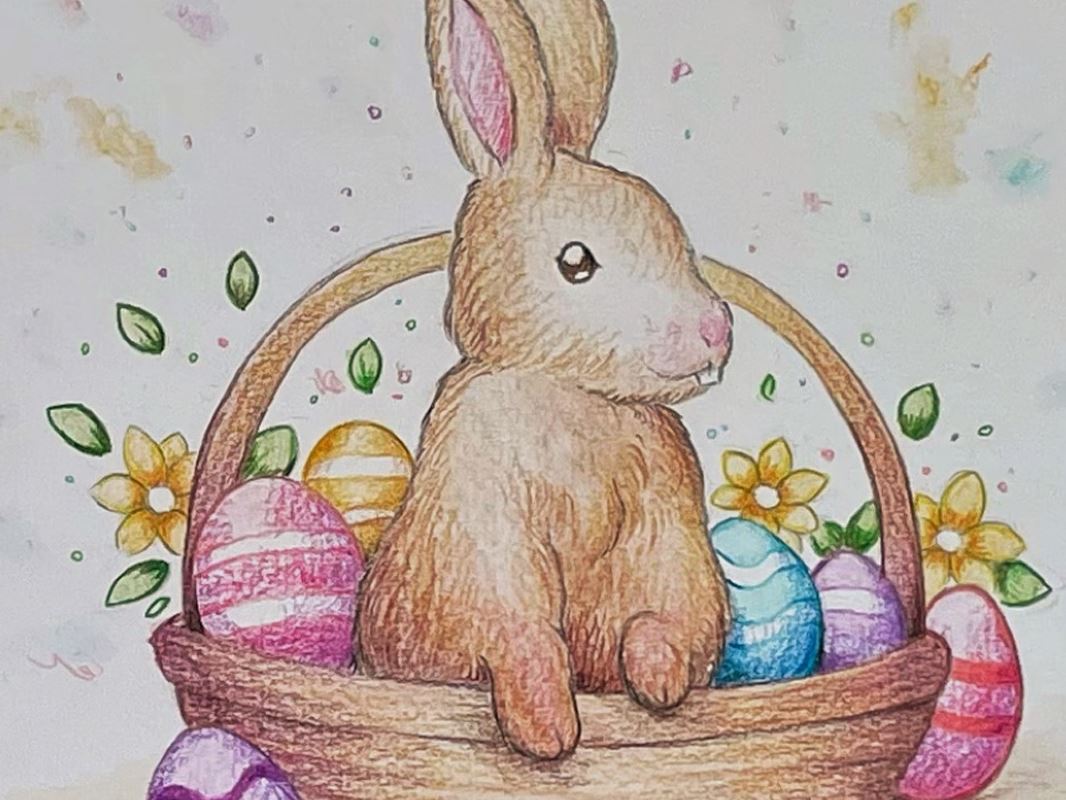 Easter Basket Colouring In