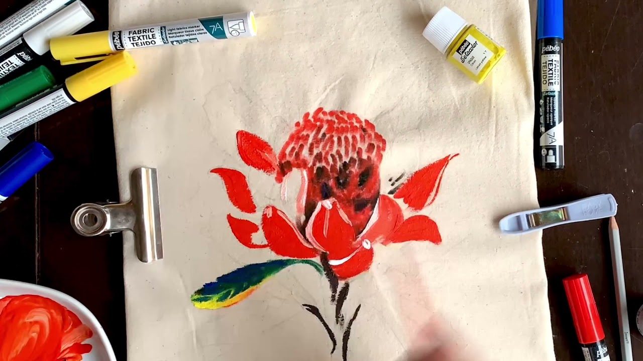 Pebeo Waratah Tote Bag Tutorial | Pebeo Fabric Paints
