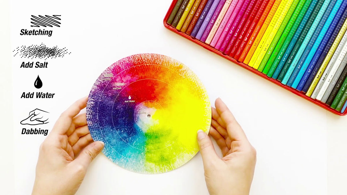 How to use Faber-Castell Watercolour Pencil with Colour wheel - 36 Colours