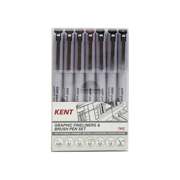 Kent Graphic Fineliners & Brush Pen Set