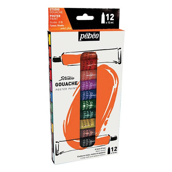 Pebeo Studio Gouache Paint Set 12 x 12ml