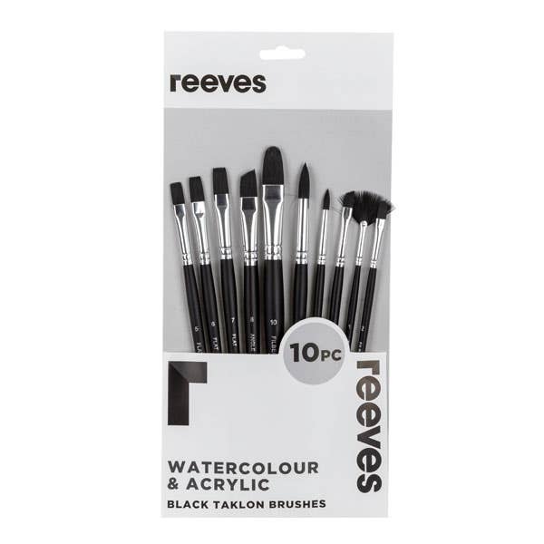 Reeves Large Value Black Taklon Brush Sets