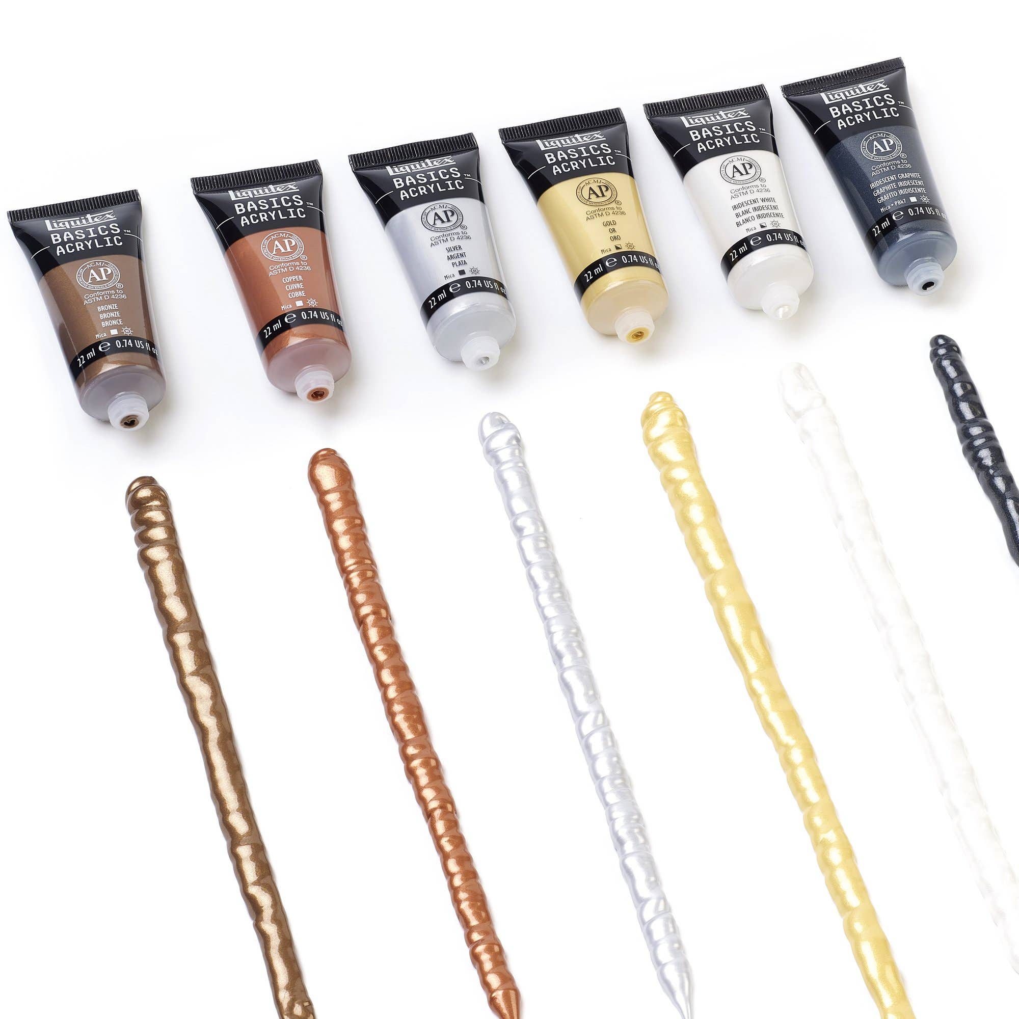 Liquitex Basics Acrylic Metallics & Iridescents Paint Set 6
