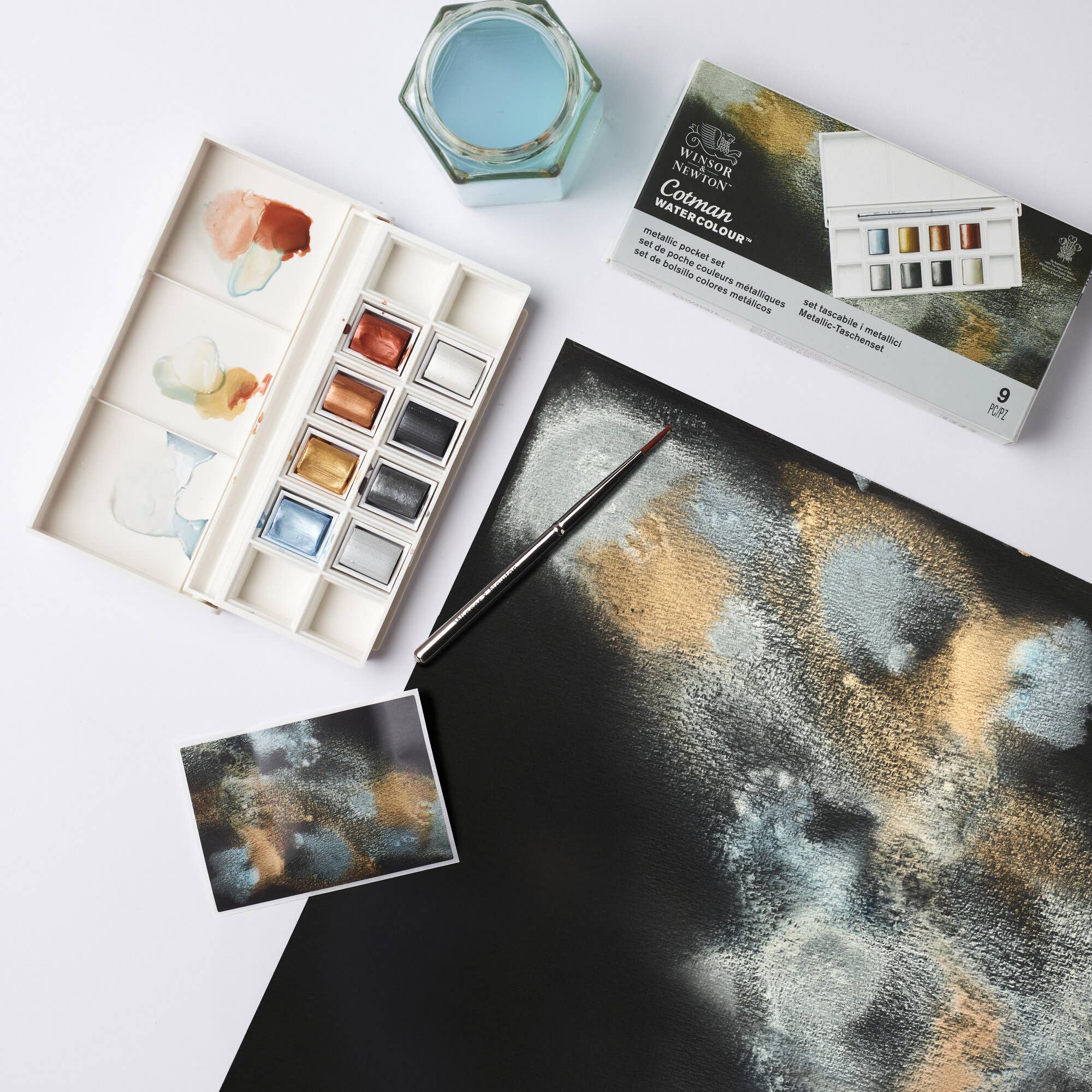 Winsor & Newton Cotman Half Pan Watercolour Metallic Pocket Set