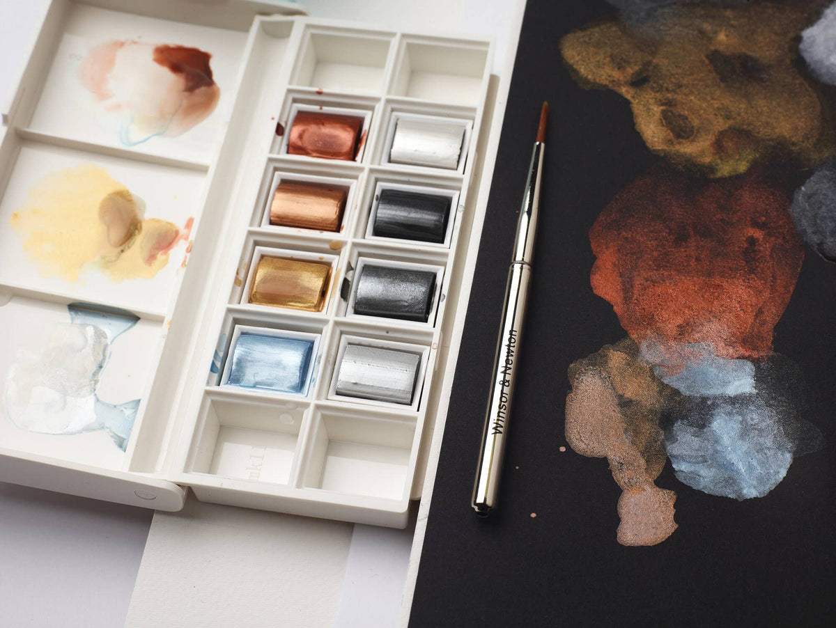 Winsor & Newton Cotman Half Pan Watercolour Metallic Pocket Set