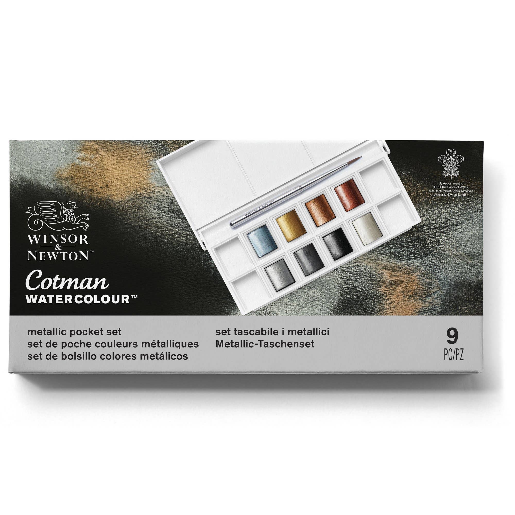 Winsor & Newton Cotman Half Pan Watercolour Metallic Pocket Set