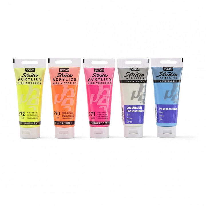 Pebeo Studio Acrylic Fluoro & Phosphorescent Set