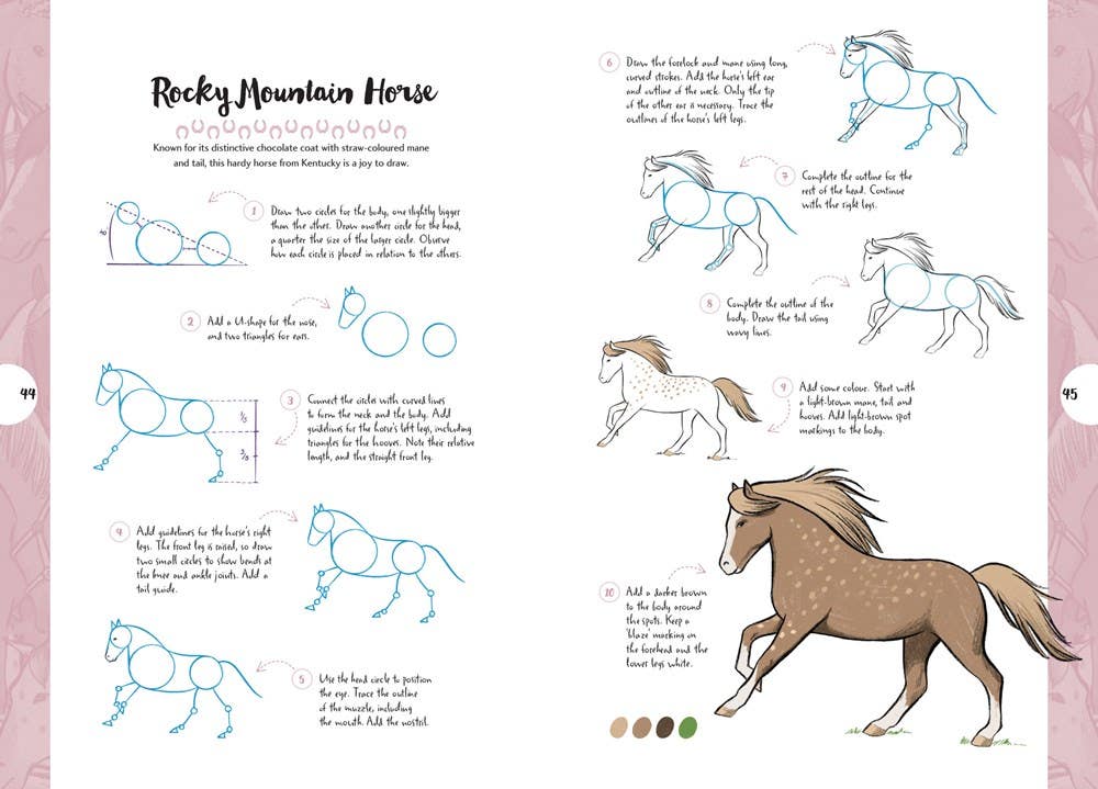 10 Step Drawing Horses & Ponies Book