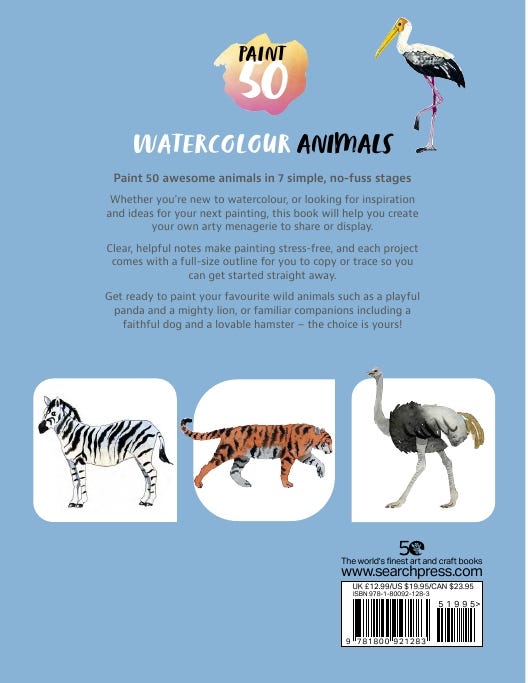 Paint 50 Watercolour Animals Book