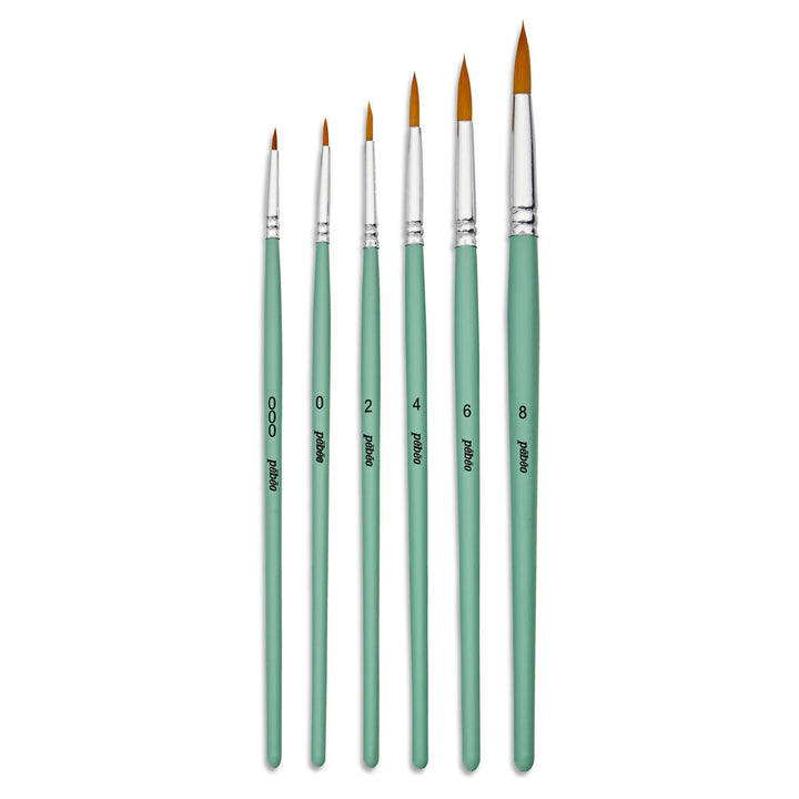 Pebeo Gold Taklon Round Brush Pack 6