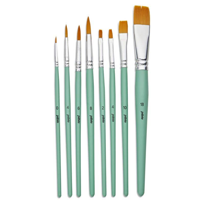Pebeo Gold Taklon Assorted Brush Pack 8