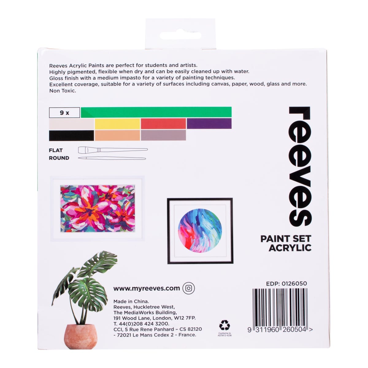 Reeves Acrylic Paint Set with Brushes