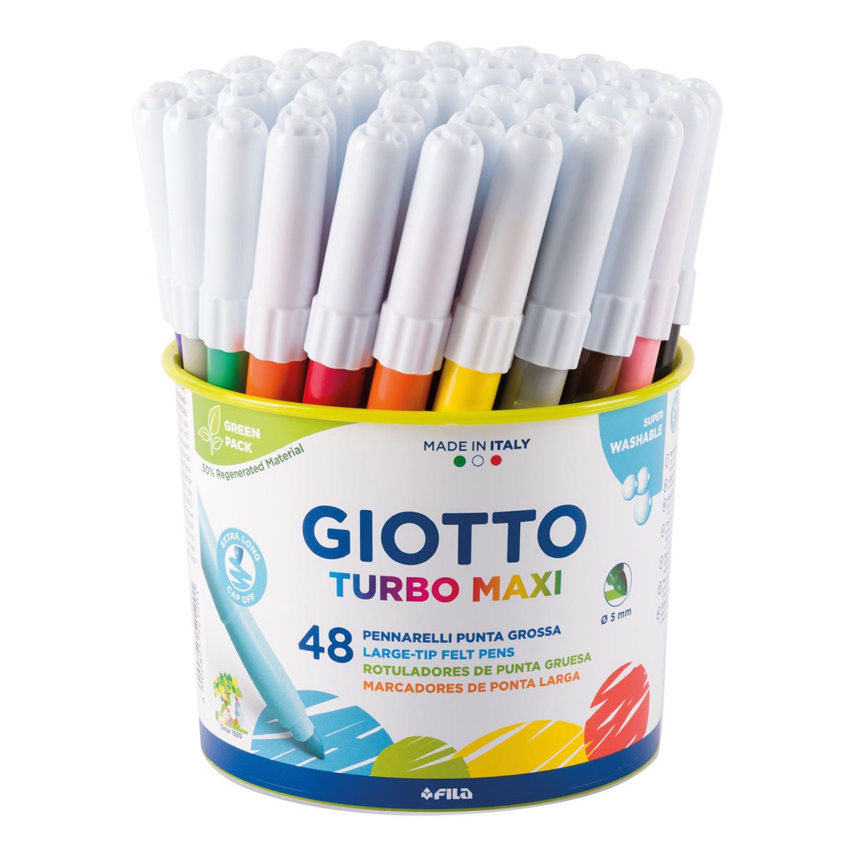 Giotto Turbo Maxi Felt Tip Markers 5mm Tub 48