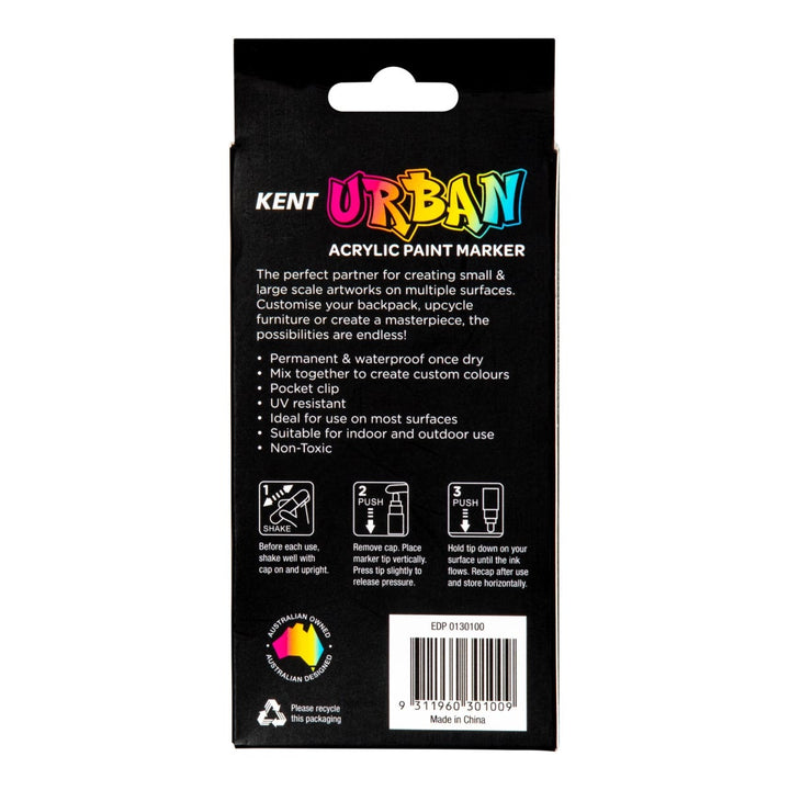 Kent Urban Paint Marker 6mm Nib Fluoro Set