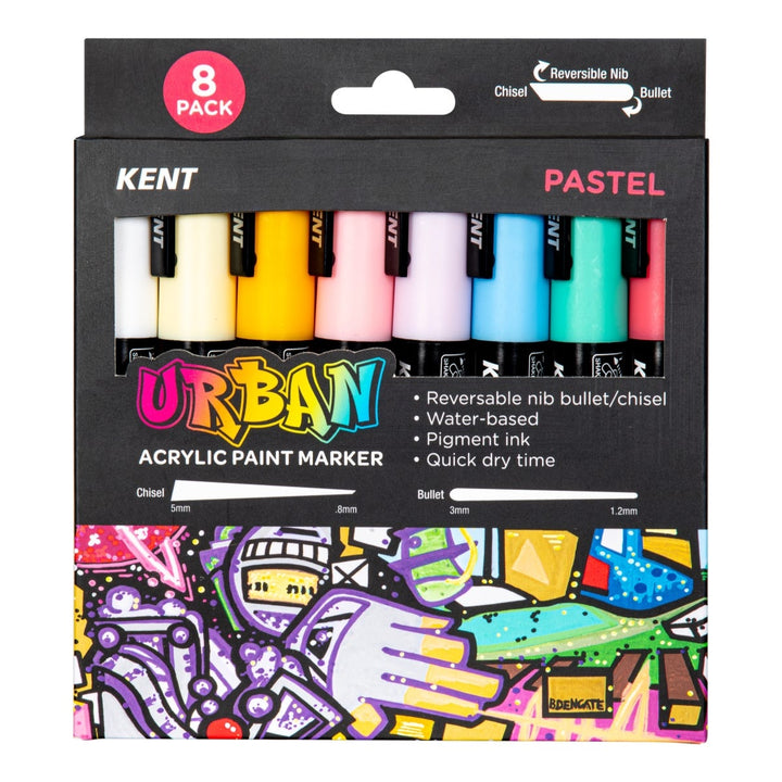 Kent Urban Paint Marker 6mm Nib Pastel Set 8
