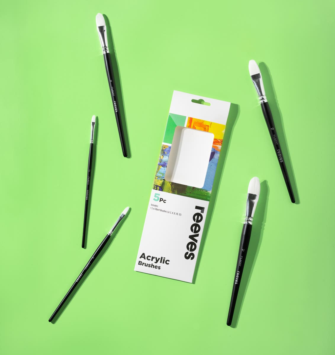 Reeves Acrylic Filbert Brush Set 5