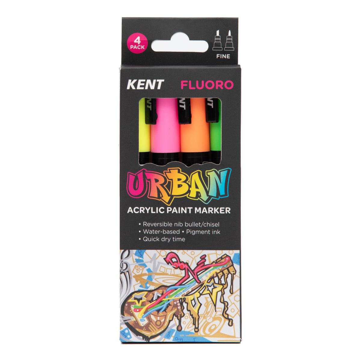 Kent Urban Paint Marker 3mm Nib Fluoro Set