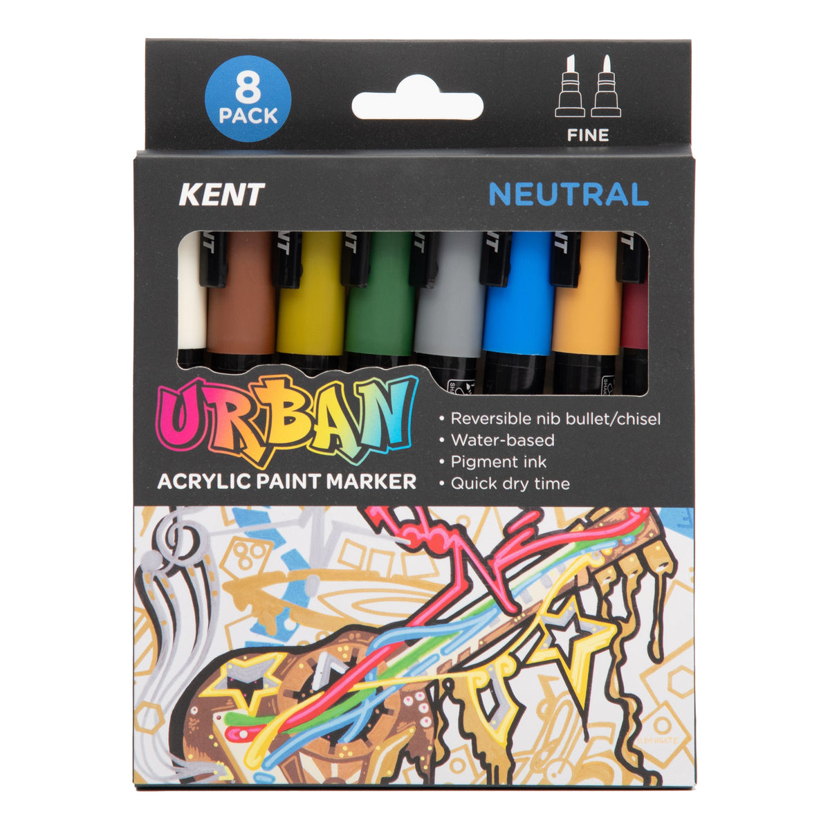 Kent Urban Paint Marker 3mm Nib Neutral Set 8
