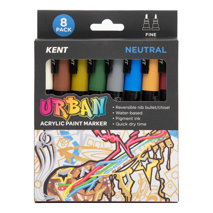Kent Urban Paint Marker 3mm Nib Neutral Set 8