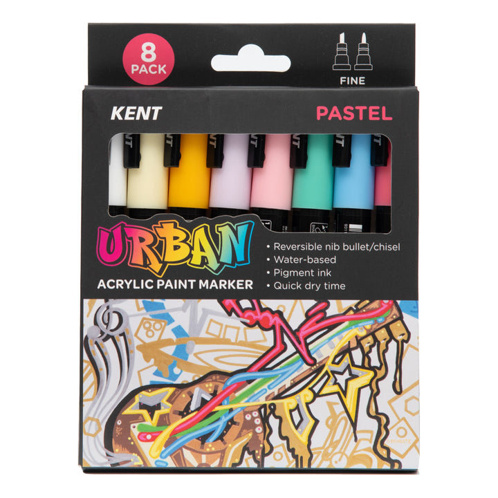 Kent Urban Paint Marker 3mm Nib Pastel Set 8
