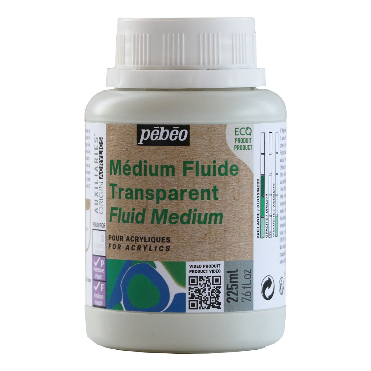 Pebeo Origin Acrylics Transparent Fluid Medium 225ml