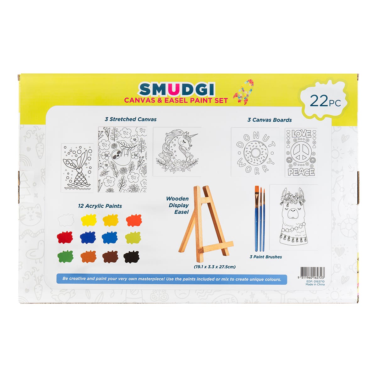 Smudgi Kids Painting Canvas & Easel Kit