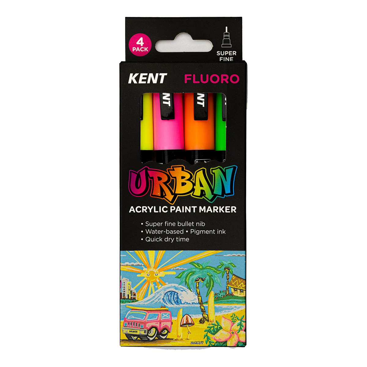 Kent Urban Paint Marker 1mm Nib Fluoro Set