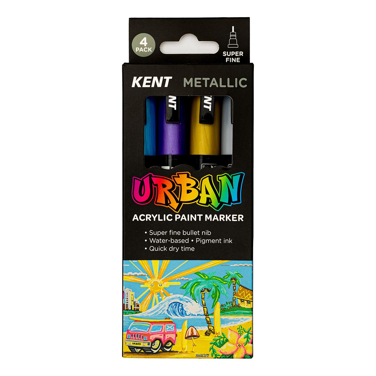 Kent Urban Paint Marker 1mm Nib Metallic Set