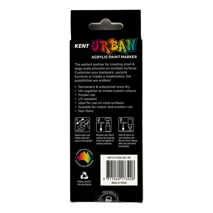 Kent Urban Paint Marker 1mm Nib Metallic Set