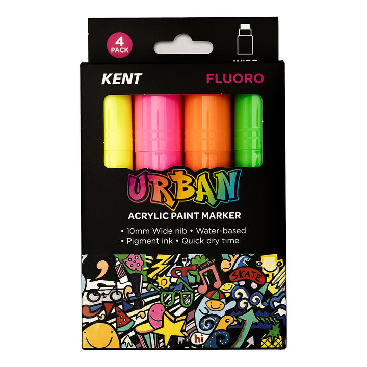 Kent Urban Paint Marker 10mm Nib Fluoro Set