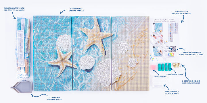 Diamond Dotz Triptych Three Panel Kit Crystal Shore