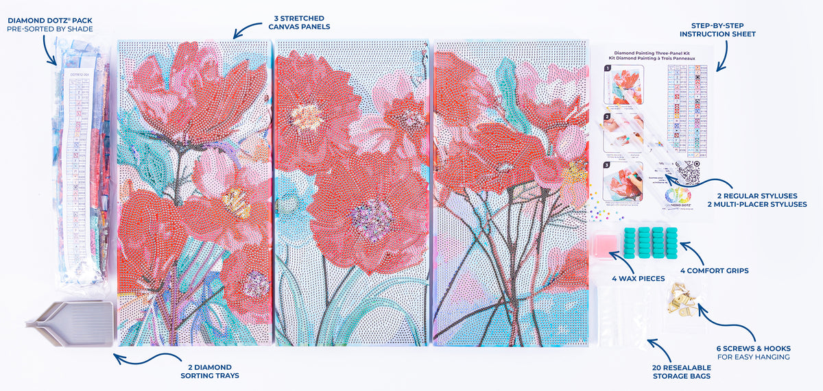 Diamond Dotz Triptych Three Panel Kit Poppy