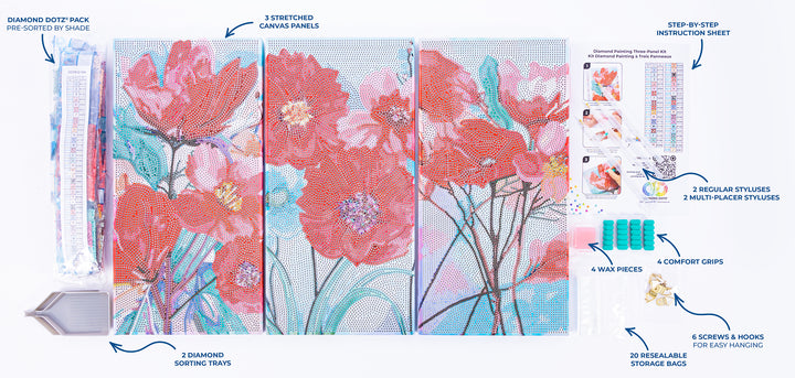Diamond Dotz Triptych Three Panel Kit Poppy
