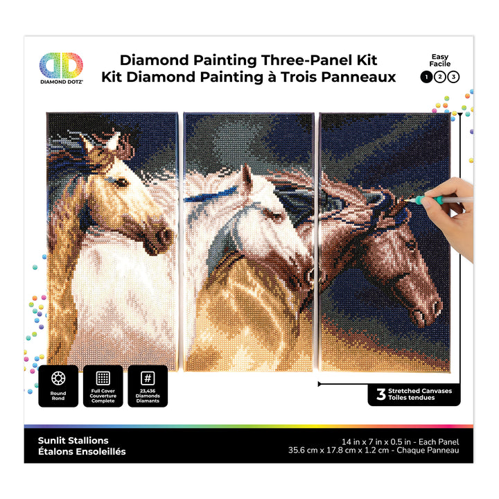 Diamond Dotz Triptych Three Panel Kit Sunlit Stallions