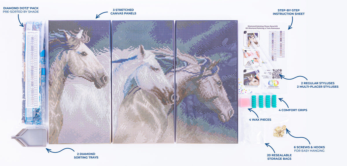 Diamond Dotz Triptych Three Panel Kit Sunlit Stallions