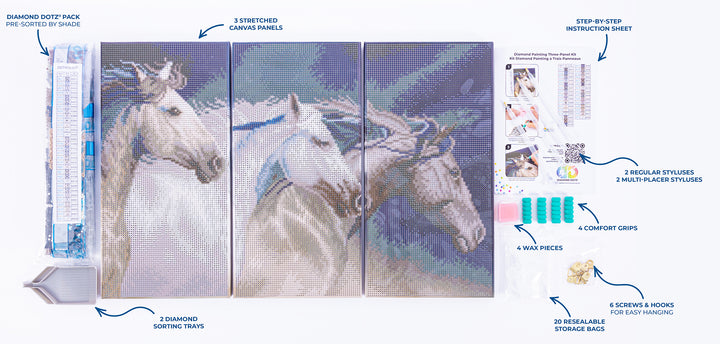 Diamond Dotz Triptych Three Panel Kit Sunlit Stallions