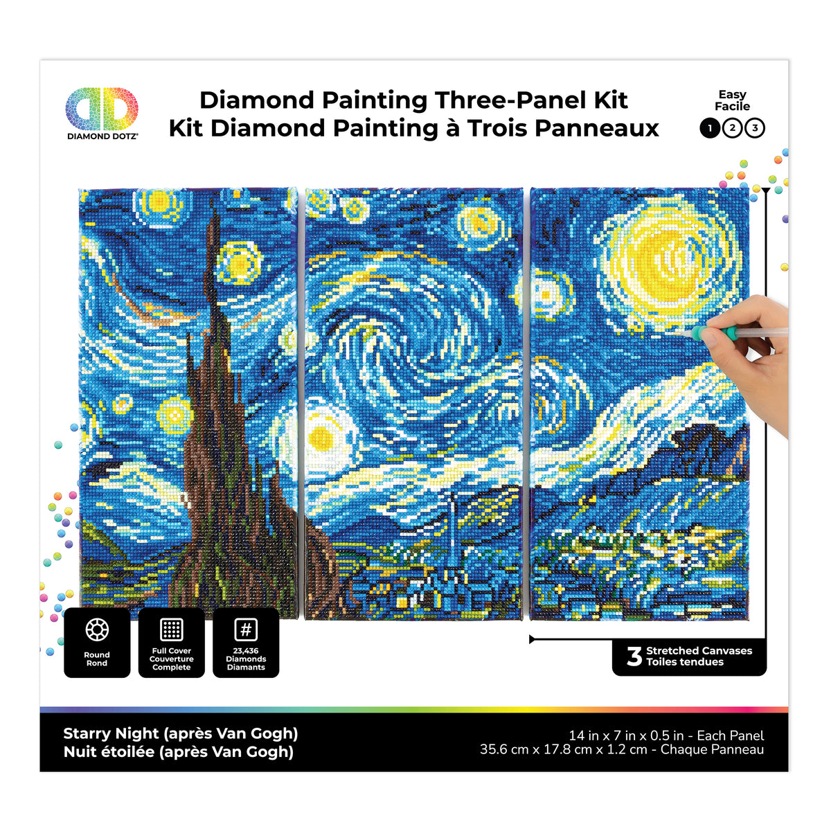Diamond Dotz Triptych Three Panel Kit Van Gogh Starry Night