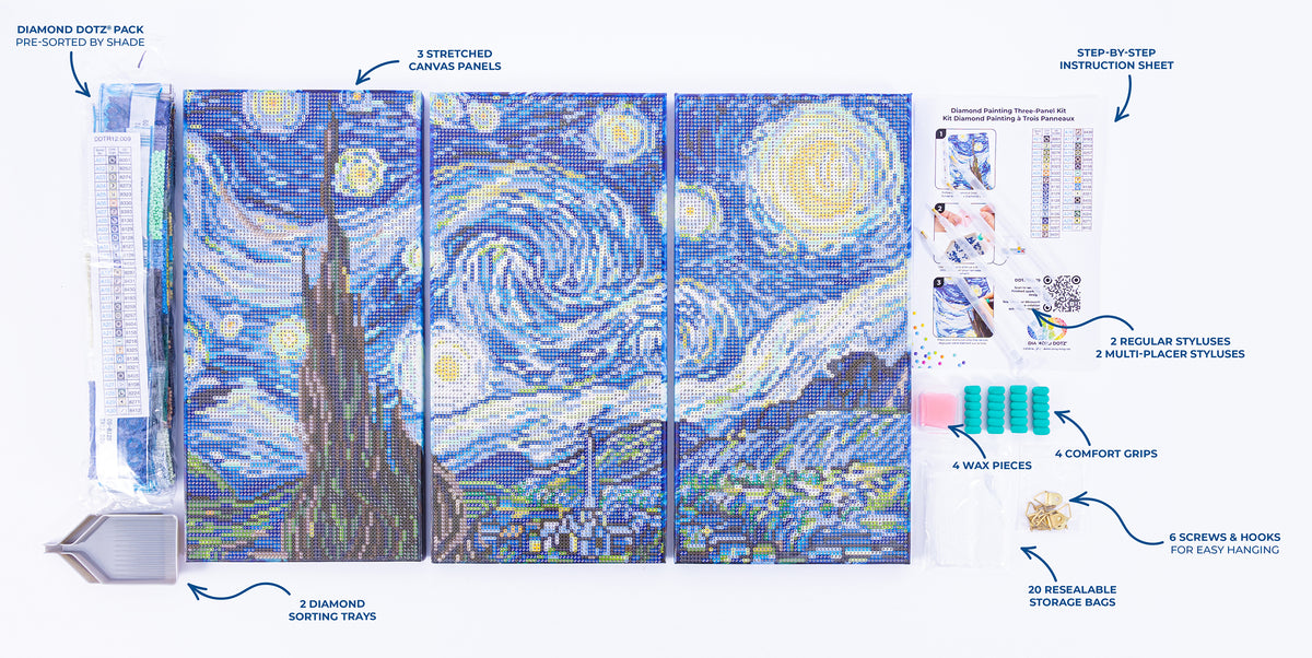 Diamond Dotz Triptych Three Panel Kit Van Gogh Starry Night