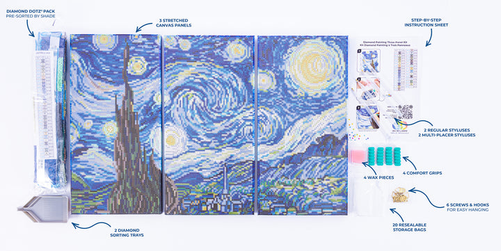 Diamond Dotz Triptych Three Panel Kit Van Gogh Starry Night