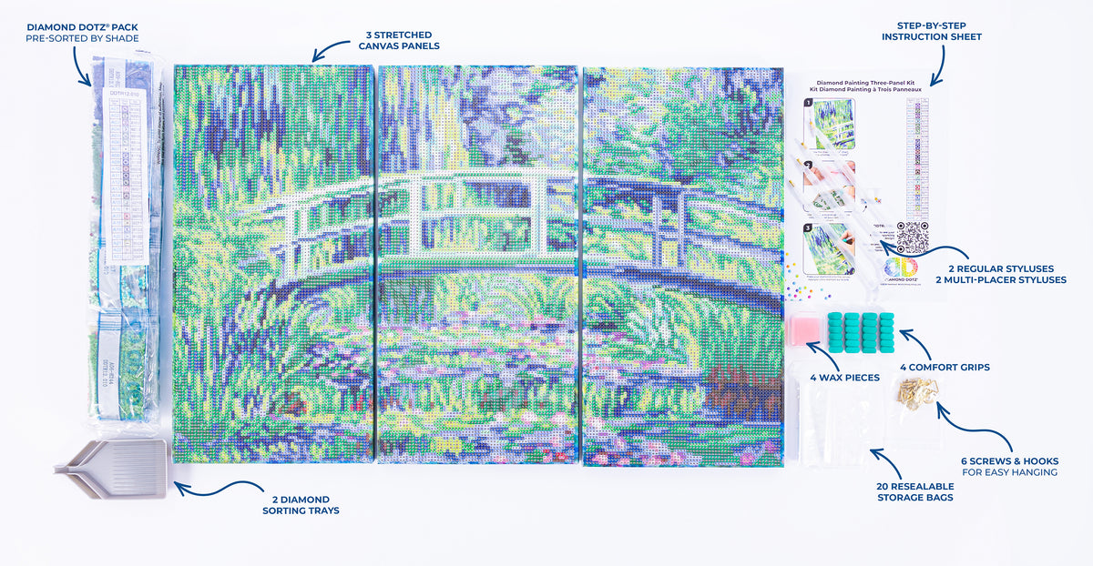 Diamond Dotz Triptych Three Panel Kit Monet Water Lilies