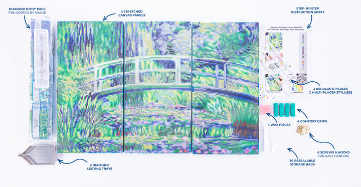 Diamond Dotz Triptych Three Panel Kit Monet Water Lilies