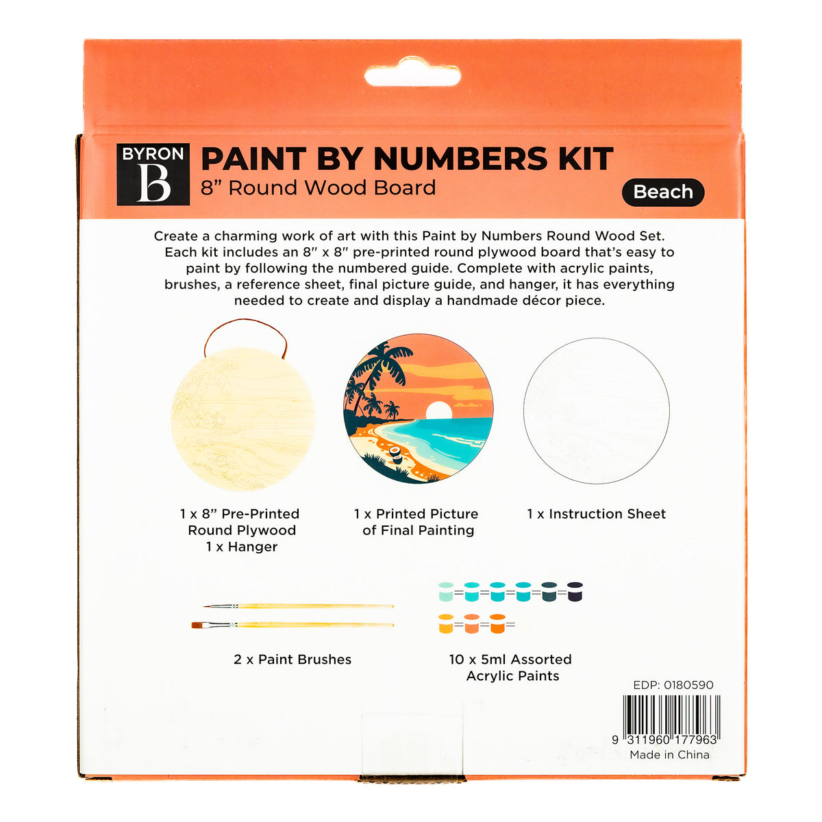 Byron Paint by Number Round Wood Board Kit - Beach