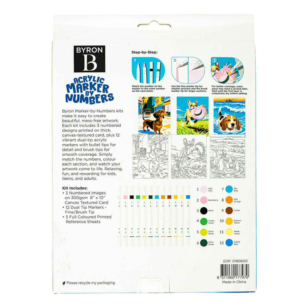 Byron Marker Paint by Numbers Set Dogs
