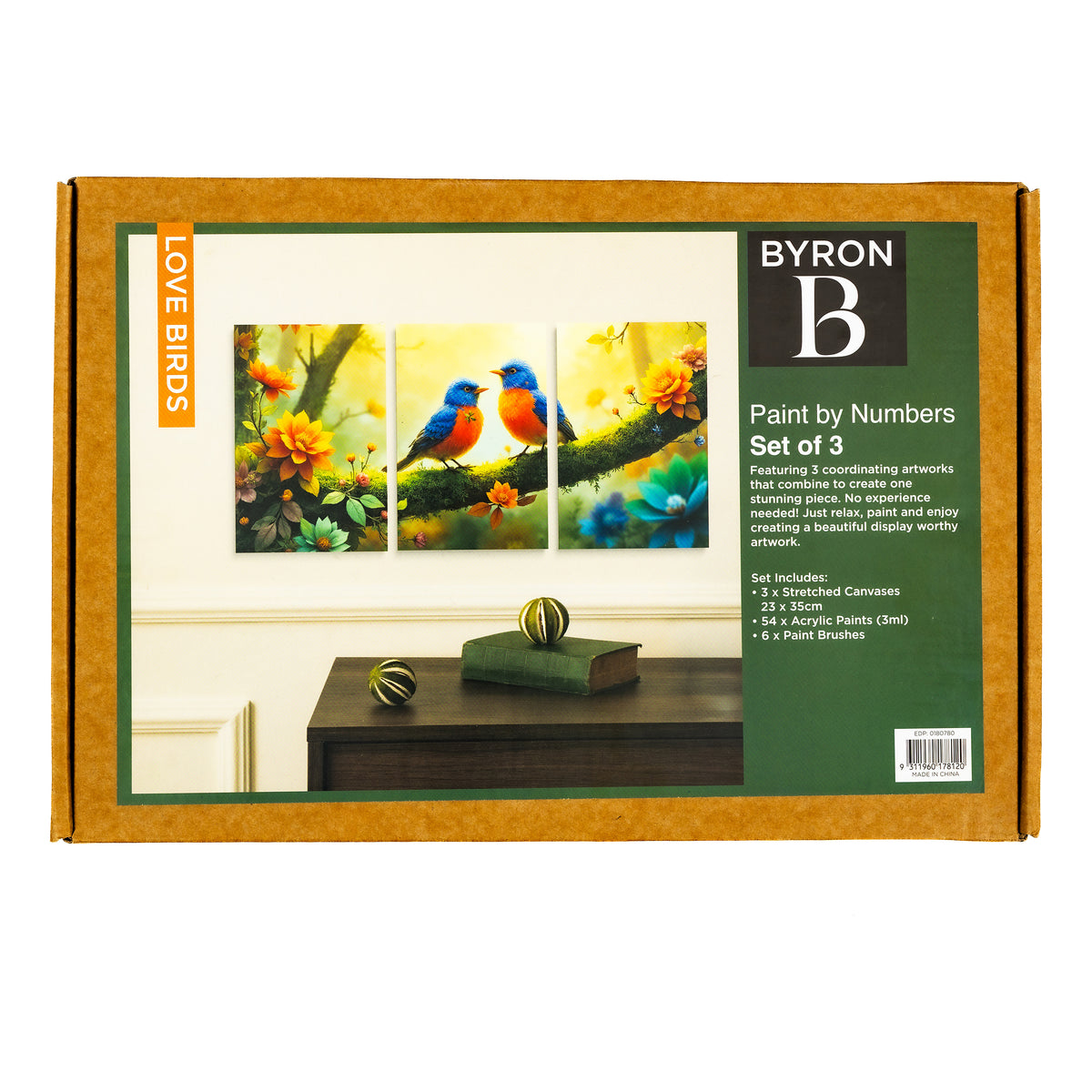 Byron Paint by Number Canvas Set 3 Love Birds