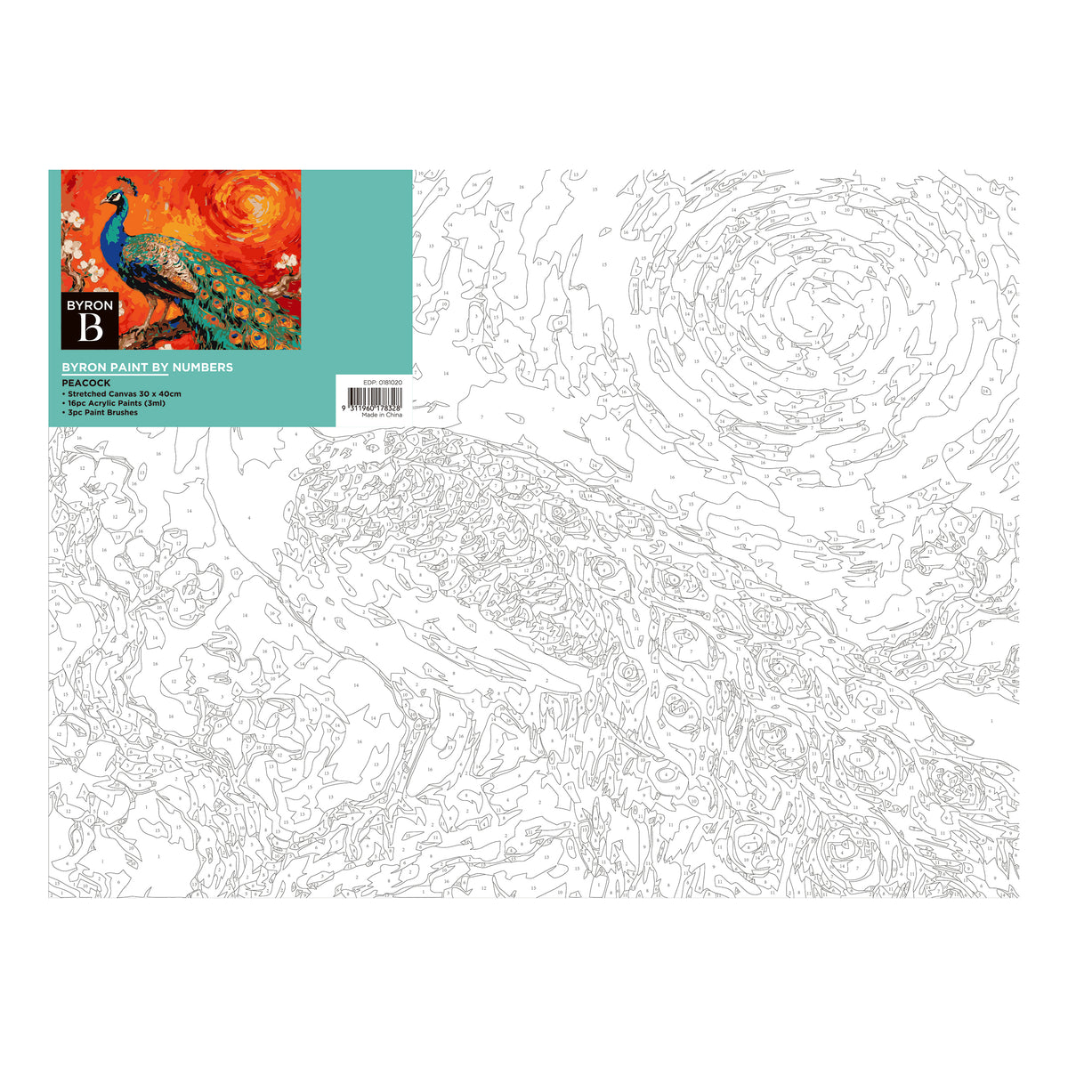 Byron Paint by Number Kit - Peacock