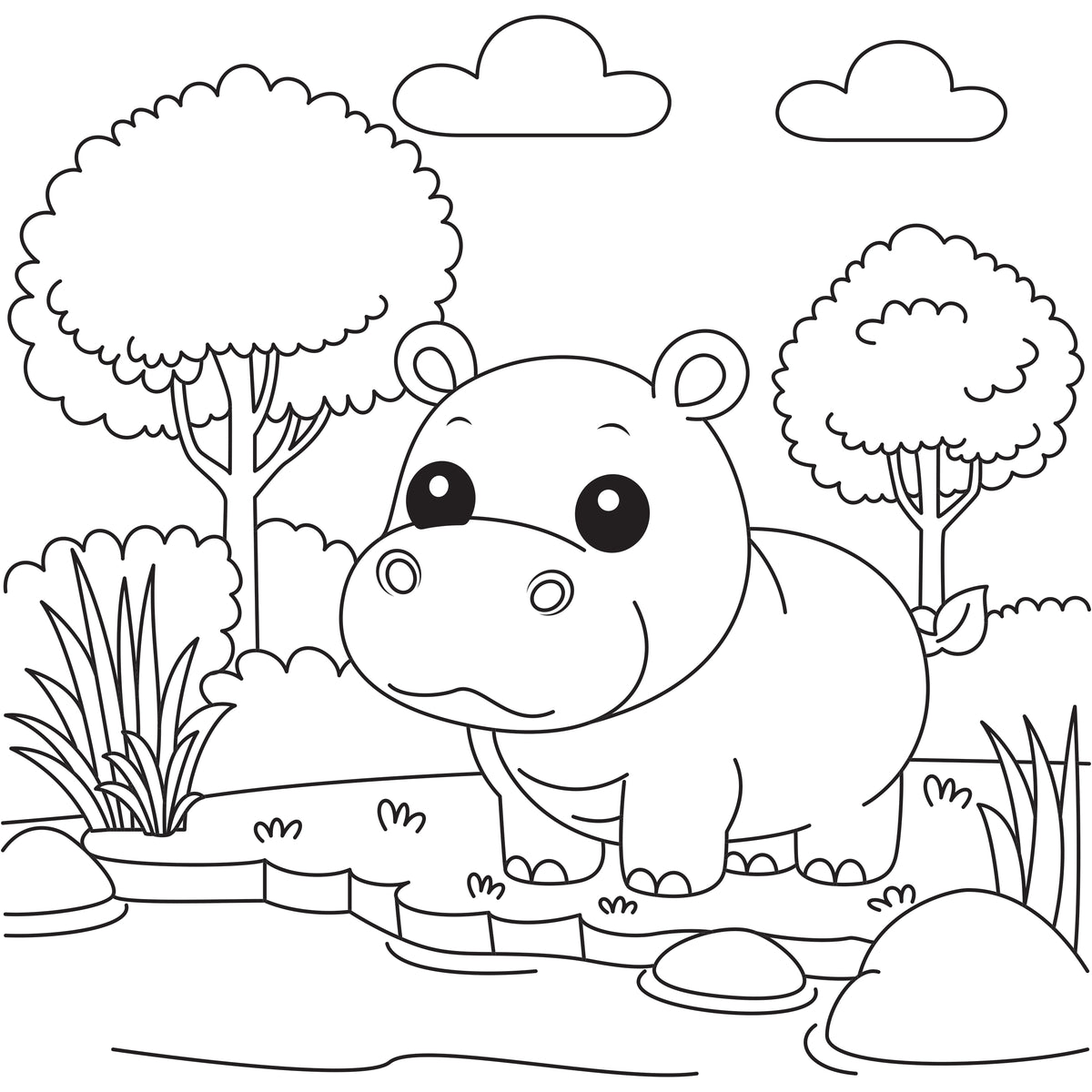 Jasart Kids Painting Canvas Hippo
