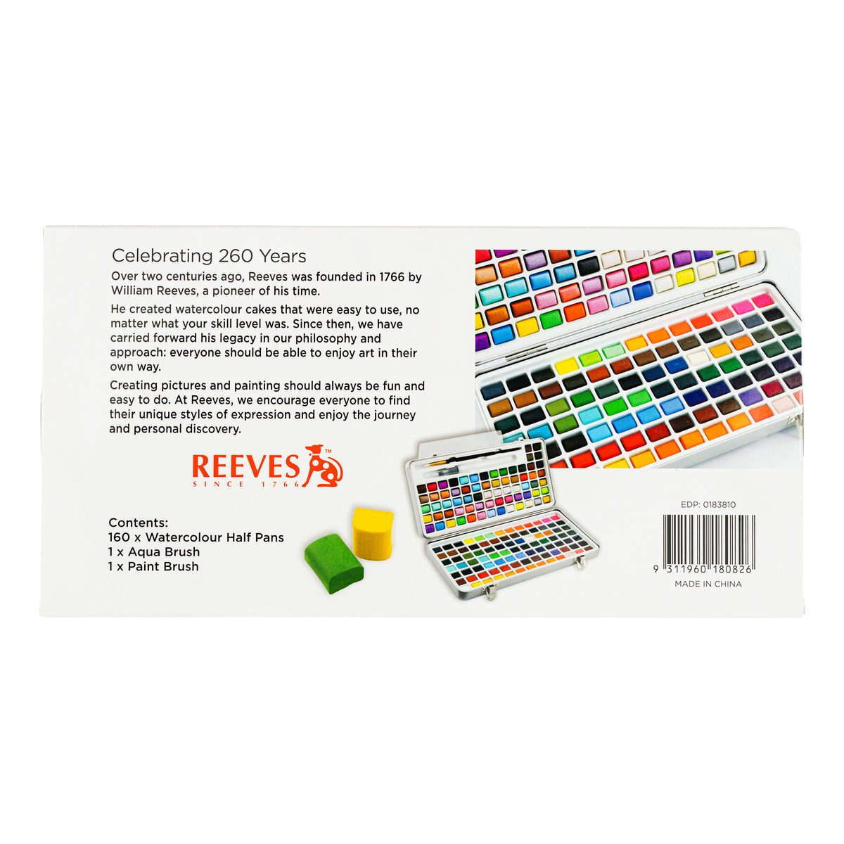 Reeves 260 Year Limited Edition - Watercolour Tin & Brush Set 160
